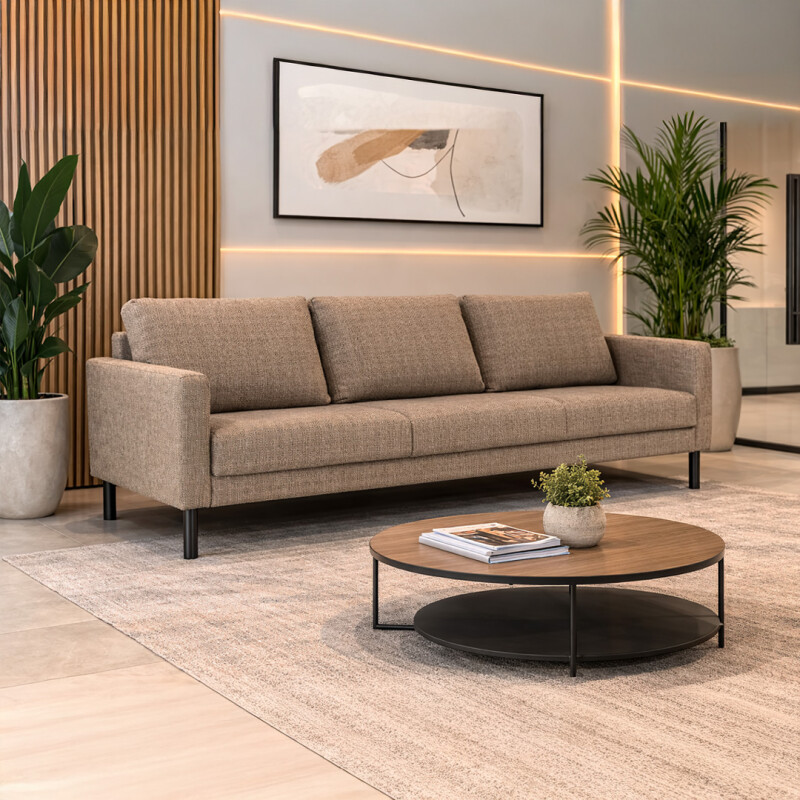 Sofá Living 3 Cuerpos Autoarmable Madera Ecosoft Y Poliester Marrón Sofá Living 3 Cuerpos Autoarmable Madera Ecosoft Y Poliester Marrón