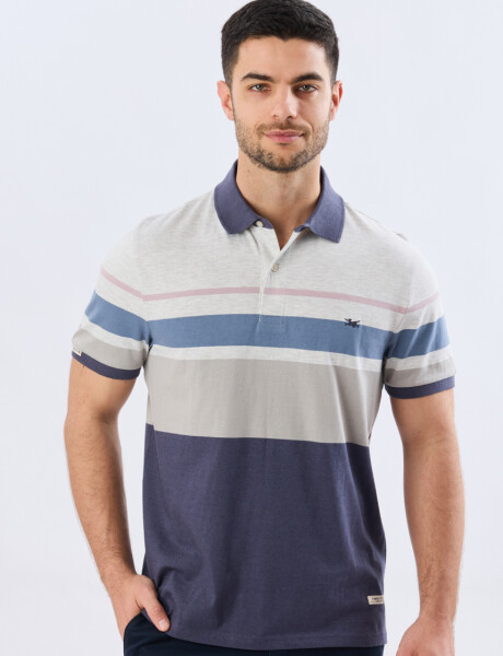 REMERA POLO RAYADA JERSEY Gris
