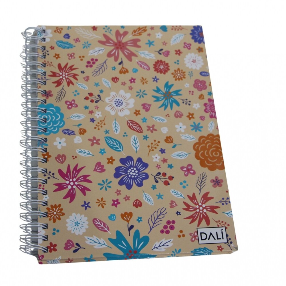CUADERNOLA DALI150 HOJAS STD TAPA FLORES FONDO CREMA