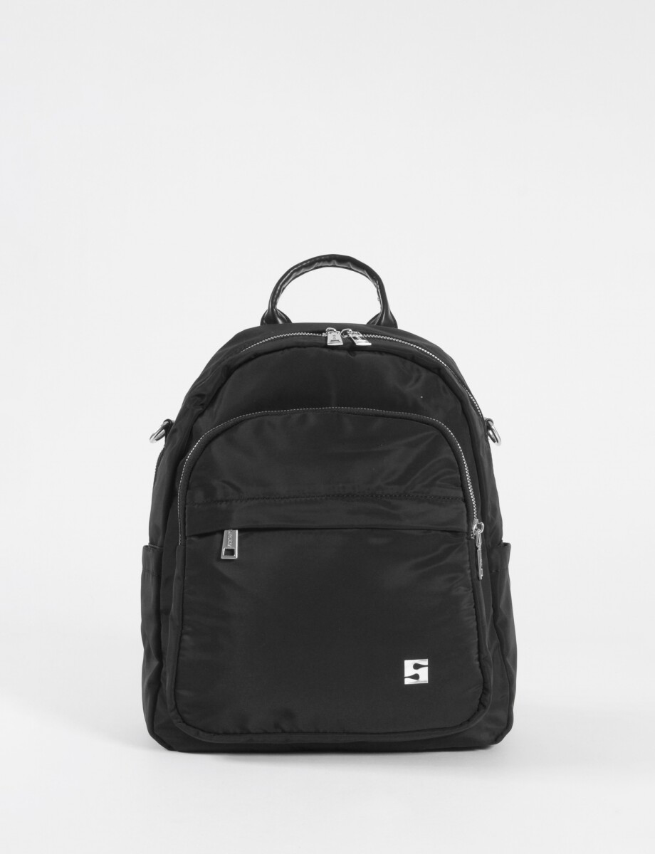 Mochila - bandolera grande con correa cordon - negro 