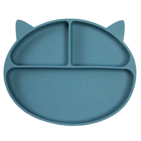 Set De Alimentación De Silicona Carestino Gatito Azul Petroleo