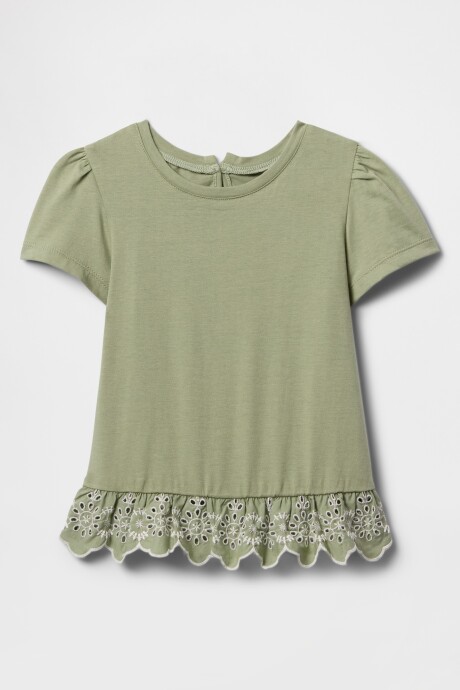 Remera Tunic Con Broderie Toddler Niña Desert Sage