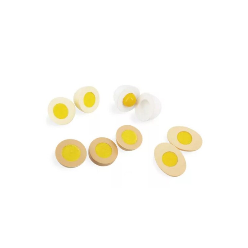 Huevera de juguete con maple y 4 huevos de madera Huevera de juguete con maple y 4 huevos de madera