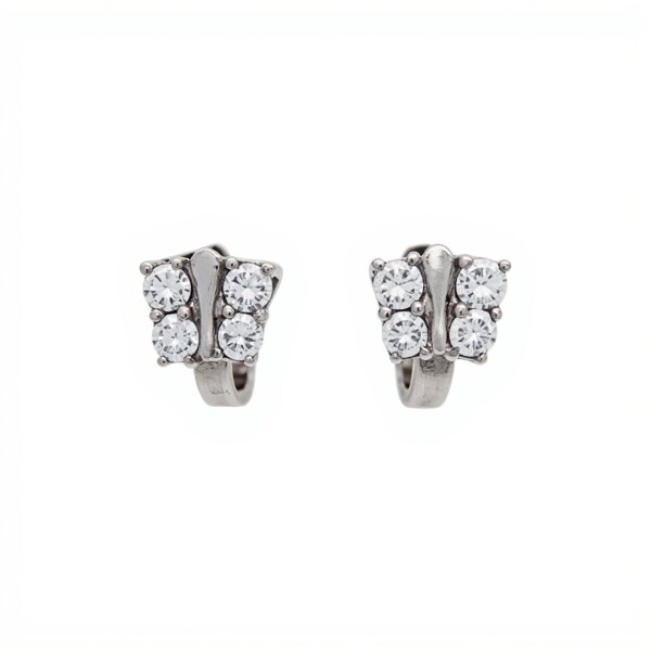 Caravanas Aros Mariposa-Plata 925-Piedra Zirconia-CA3006 conpiedra