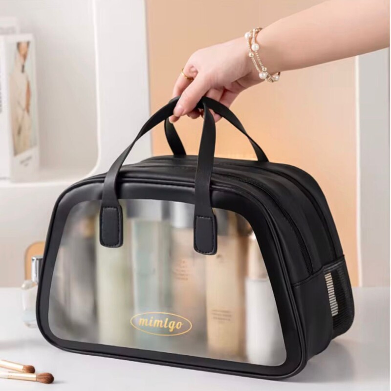 Necessaire de Viaje Organizador Impermeable con Compartimentos _ Ideal Porta Cosméticos y/o Artículos de Baño Negro