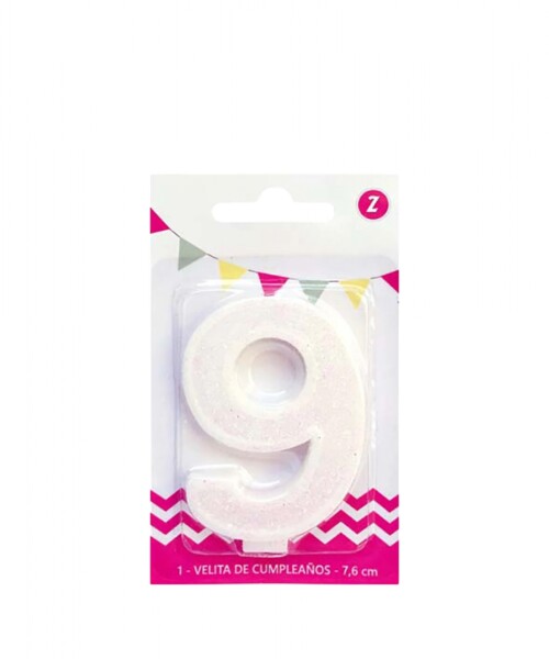 Vela grande glitter n # 9 blanco Vela grande glitter n # 9 blanco