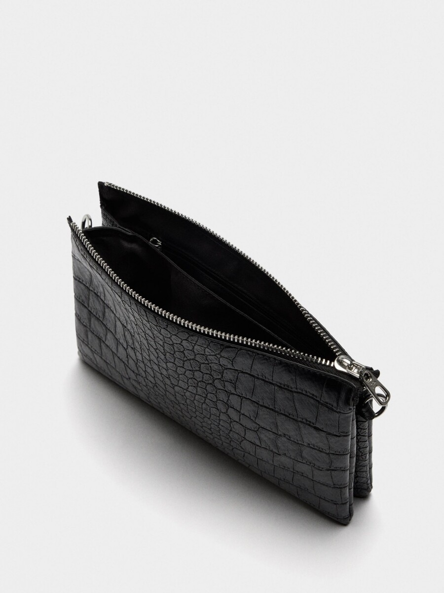 Bolso Bandolera Con Grabado Animal negro