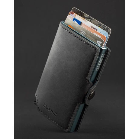 Billetera Baleine Kansas en Aluminio y Cuero con Protección RFID Space Grey