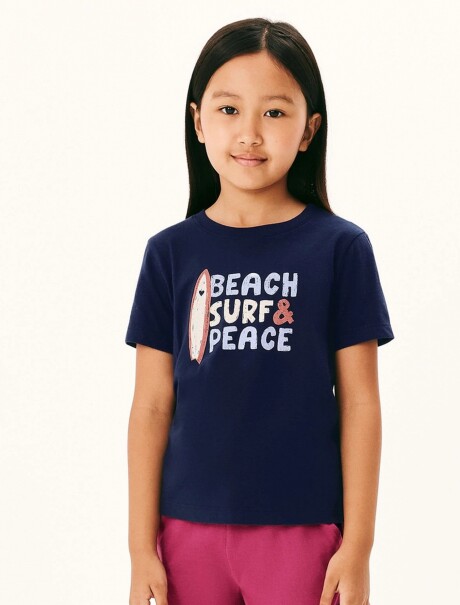 CAMISETA INFANTIL CON ESTAMPA AZUL