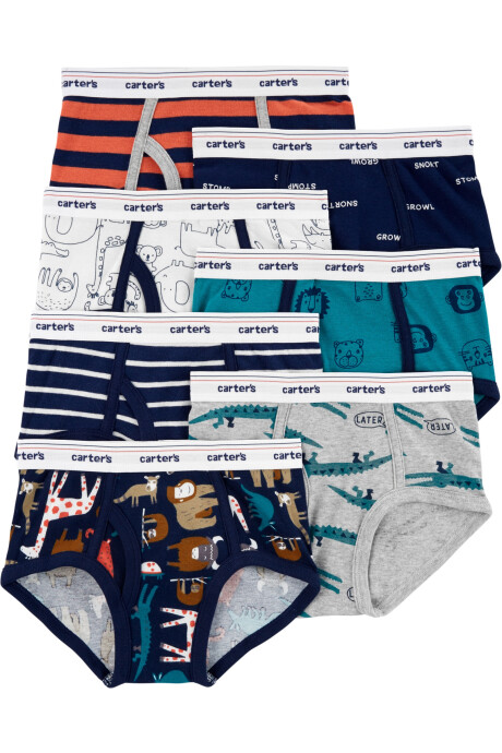 Pack siete calzoncillos slip de algodón estampados Pack siete calzoncillos slip de algodón estampados