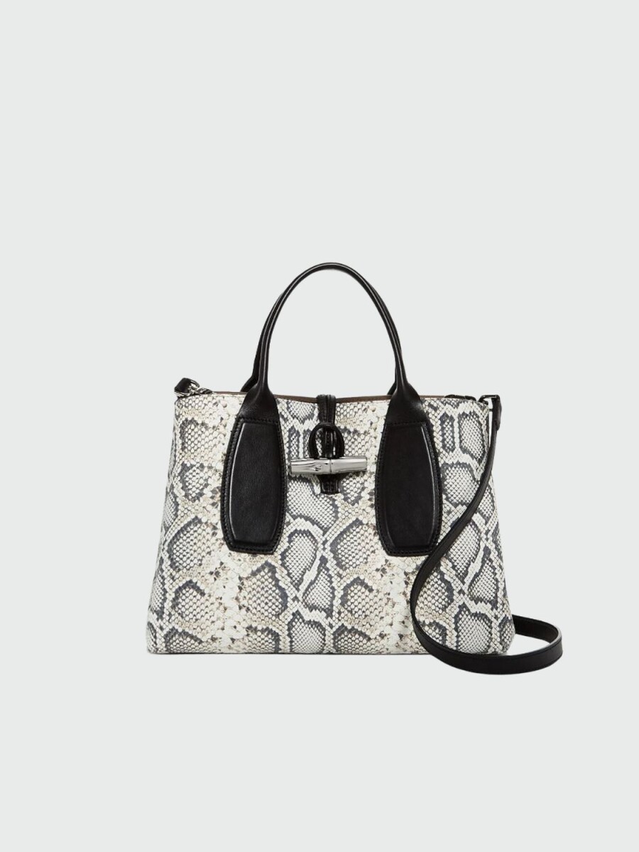 Longchamp -Cartera de cuero imitación Pitón Roseau Essential - Combinado 