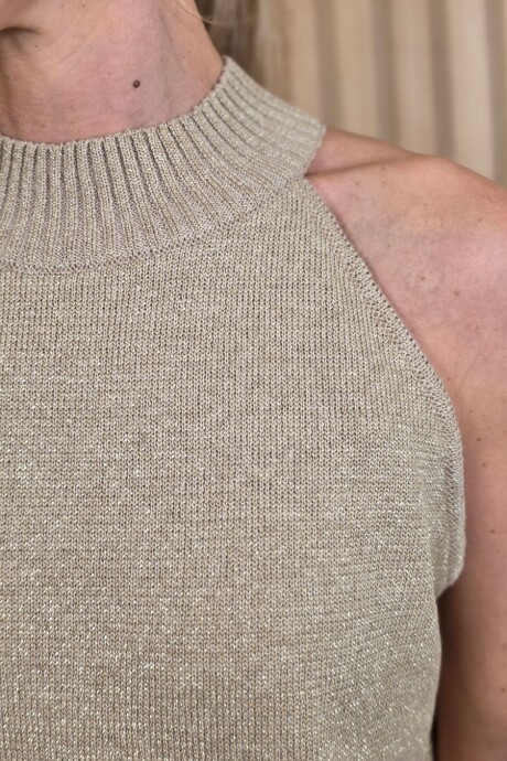 Musculosa Pipa Beige Lurex