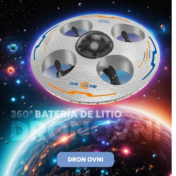 Drone Ovni Ufo Nave Espacial Luces RGB Control Remoto 80 Mts Color Gris