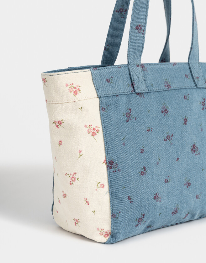Shopper Cartera Shopper Denim - Estampado Flores