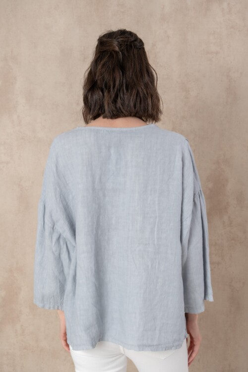 Blusa de lino Azul piedra