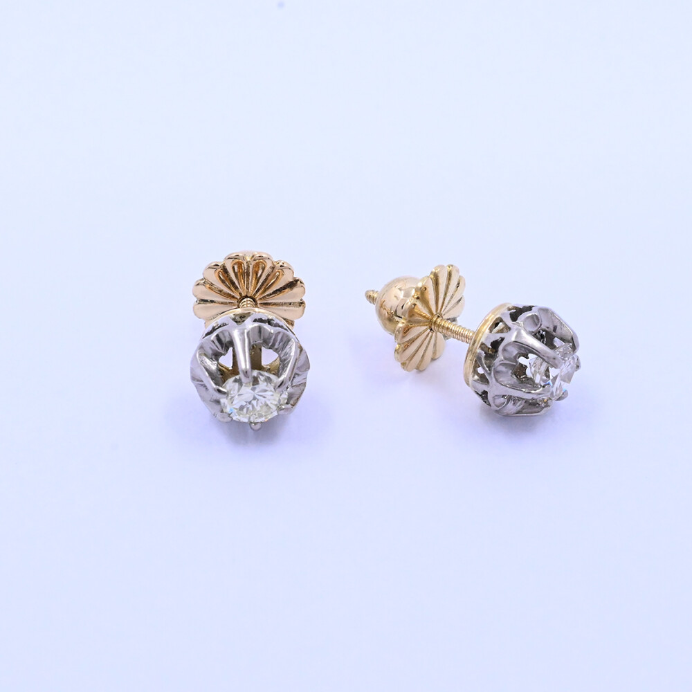 Caravanas oro 18k 2 tonos con brillantes. Caravanas oro 18k 2 tonos con brillantes.
