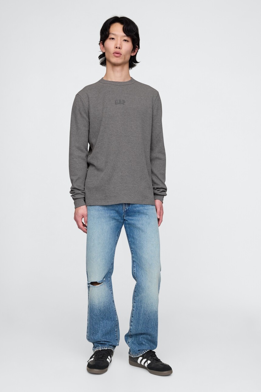 Remera Logo Gap Manga Larga Heather Grey