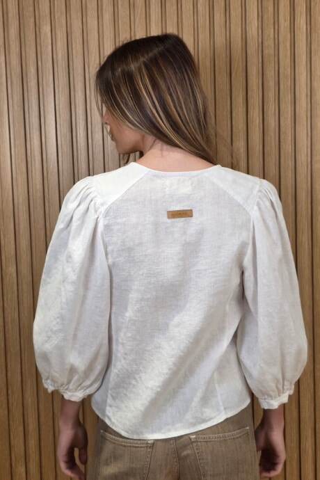 Camisa Sandía Puro Lino Blanco