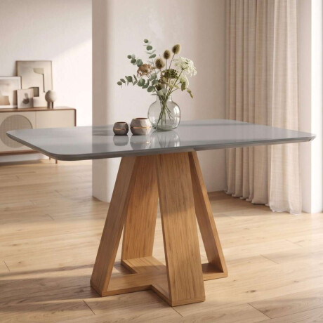 Juego De Comedor 4 Sillas + Mesa Tapa De Vidrio Celeste Gris / Gris