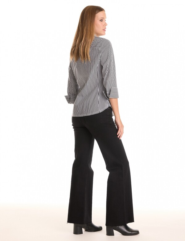 Camisa Perlas Lineas NEGRO/BLANCO