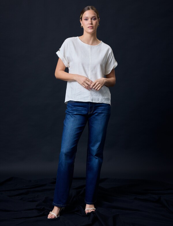 Blusa Lino Botones CRUDO