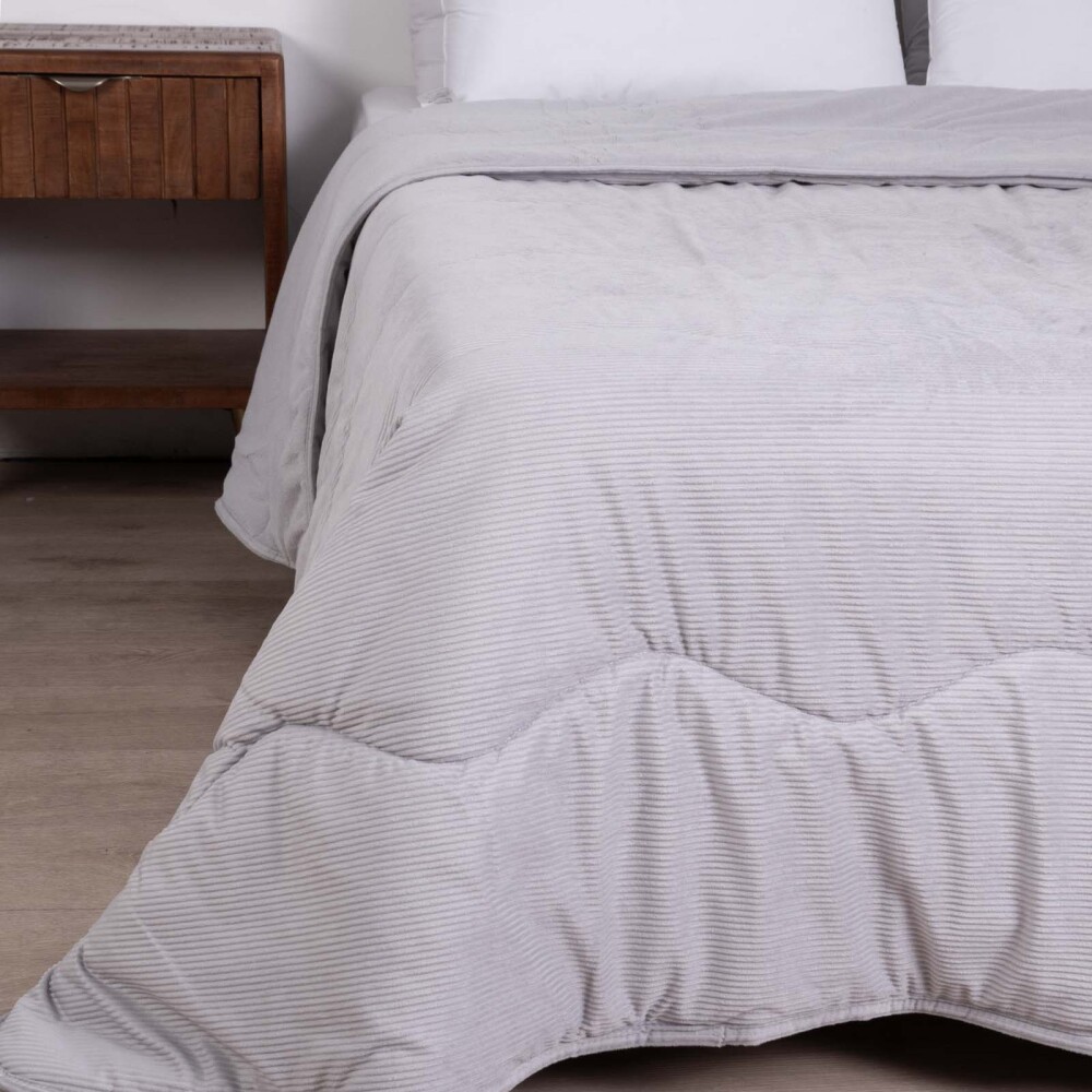 ACOLCHADO QUEEN MICROFIBRA NATURAL-BEIGE RIB CRUDO