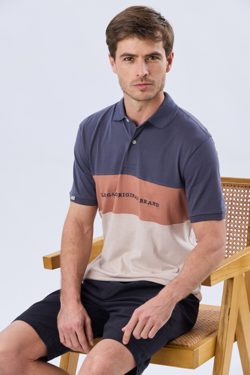 REMERA POLO RAYADA JERSEY Azul Oscuro