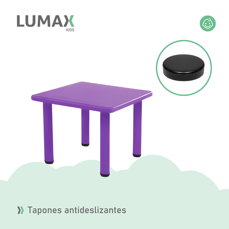 Mesa Cuadrada de Plástico y Metal para Niños 60x60cm Violeta