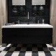 MUEBLE DE BAÑO NEGRO 160X48X50CM CON 2 BACHA Y 2 CAJONES AQUALIA NEGRO