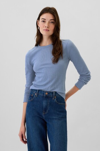 Remera Waffle Cuello Redondo Mujer Bainbridge Blue