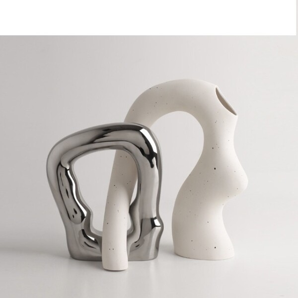 DUO DE CERAMICA PLATEADO Y BLANCO DUO DE CERAMICA PLATEADO Y BLANCO