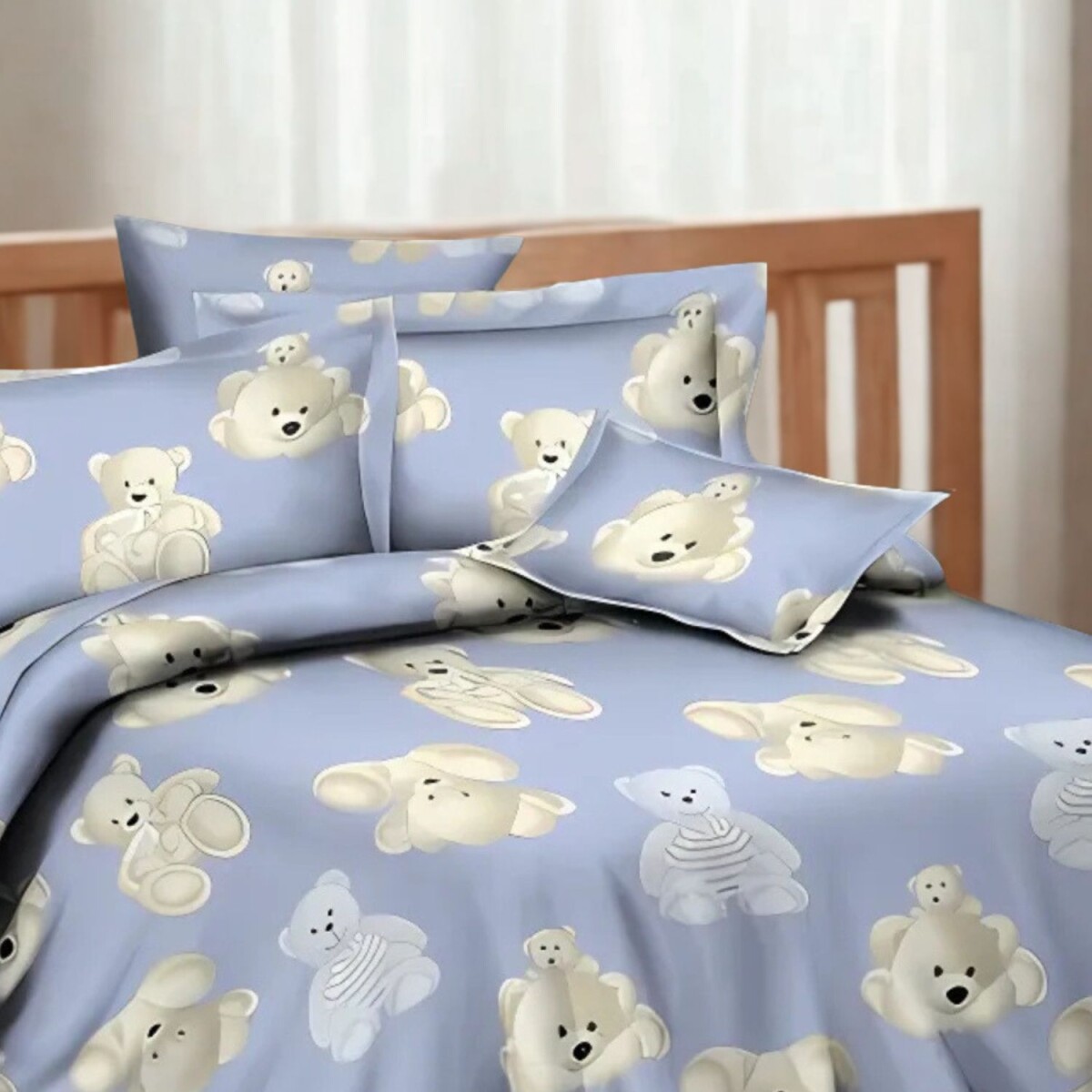 Acolchado Cotton Flor Zyporah en microfibra camita 145x100cm - Celeste 