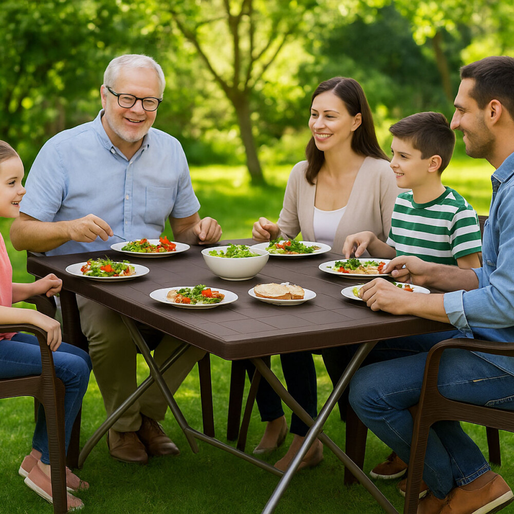 Set Mesa plegable + 6 Sillas Babel Negro