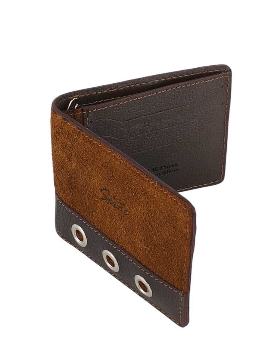 Billetera con cierre interior para billetes - Marrón c/Oxido 
