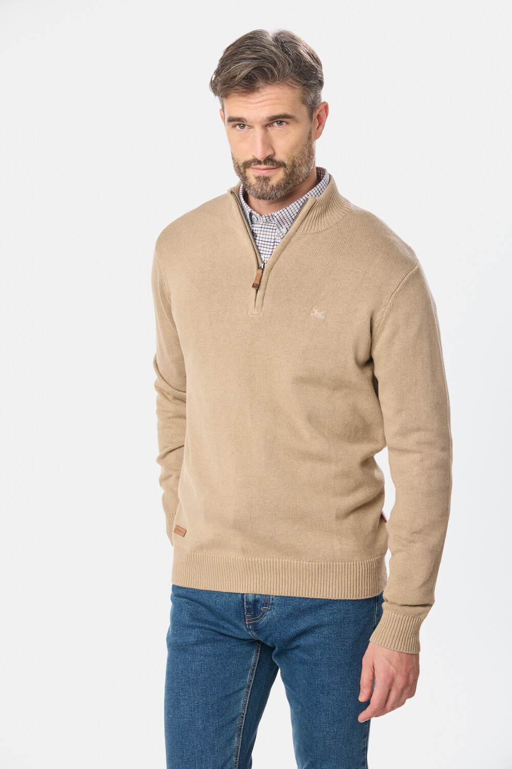 BUZO MEDIO CIERRE ALGODON Beige