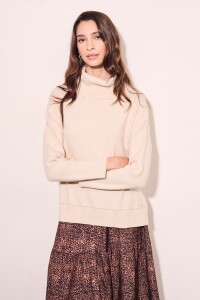 Polera Algodón Elastano Beige Melange
