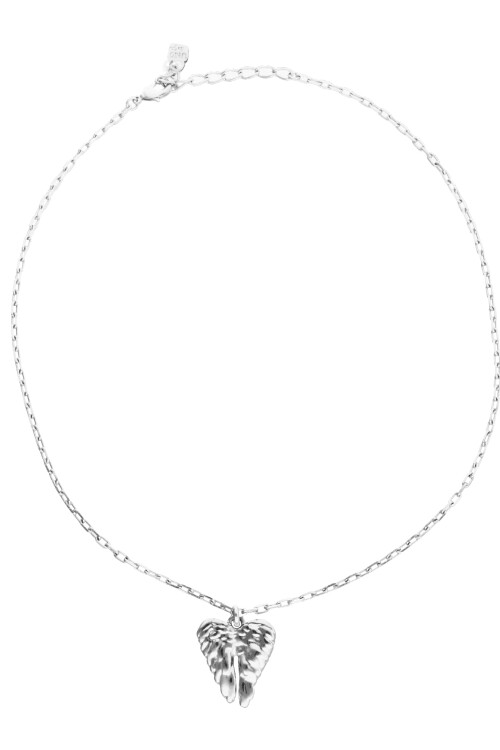 COLLAR CORTO ALEACIÓN DE METALES BAÑADO EN PLATA CON DETALLE DE ALAS Colgante