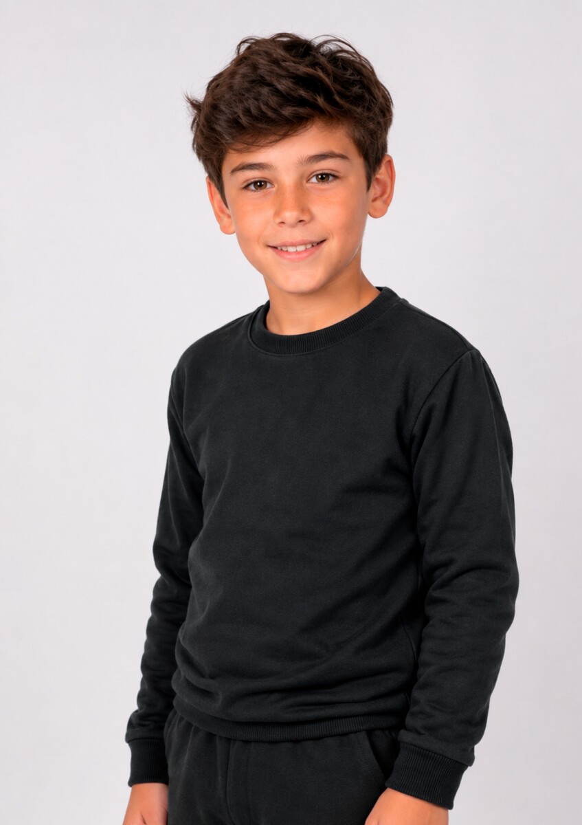 BUZO BÁSICO UNISSEX INFANTIL - NEGRO 