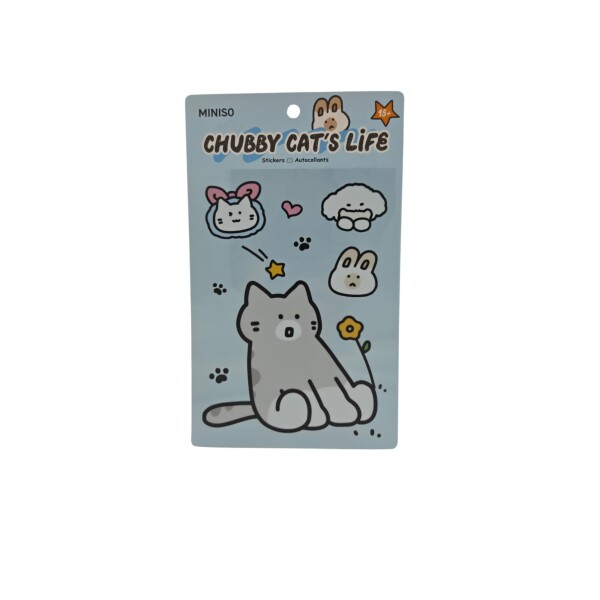 Stickers grandes gatito celeste