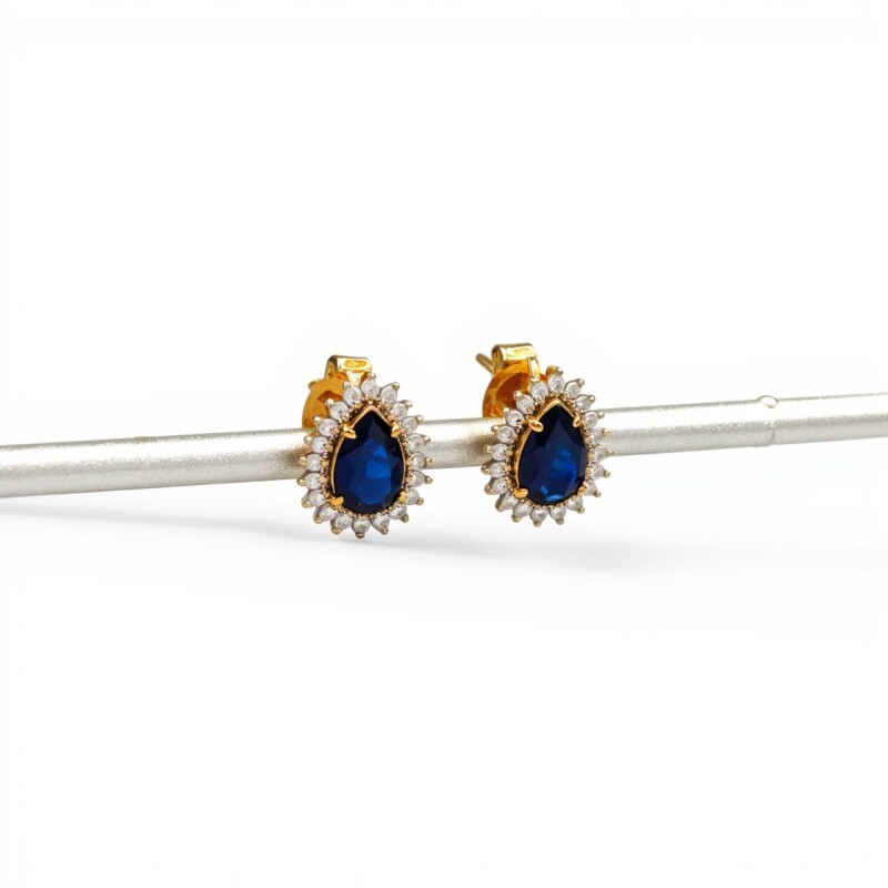 Caravanas Gota Zafiro oro- Oro bajo - Zafiro y zirconia - CA8197 conpiedra