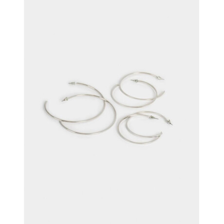 Set De Argollas De Metal Plateado