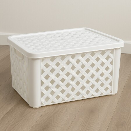 CAJA ORGANIZADORA SIMIL RATTAN 35X25X17CM Sin color
