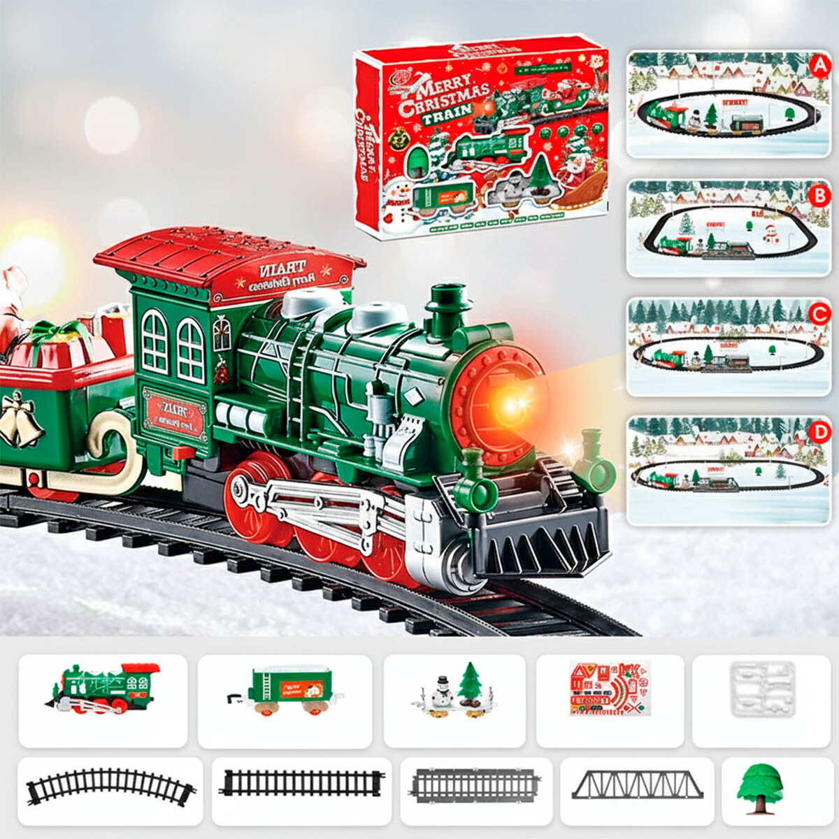 Tren Navidad Vagon De Juguete Pista Completo 