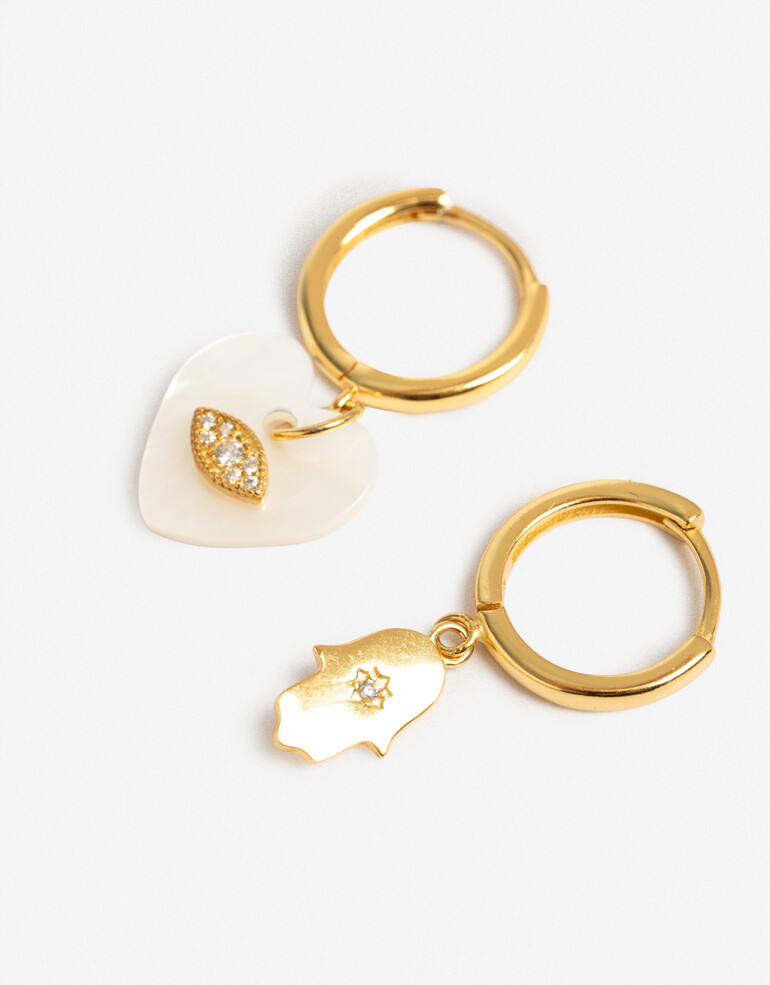 Aros Argollas Metal Argollas Asimétricas Plata 925 - Dorado