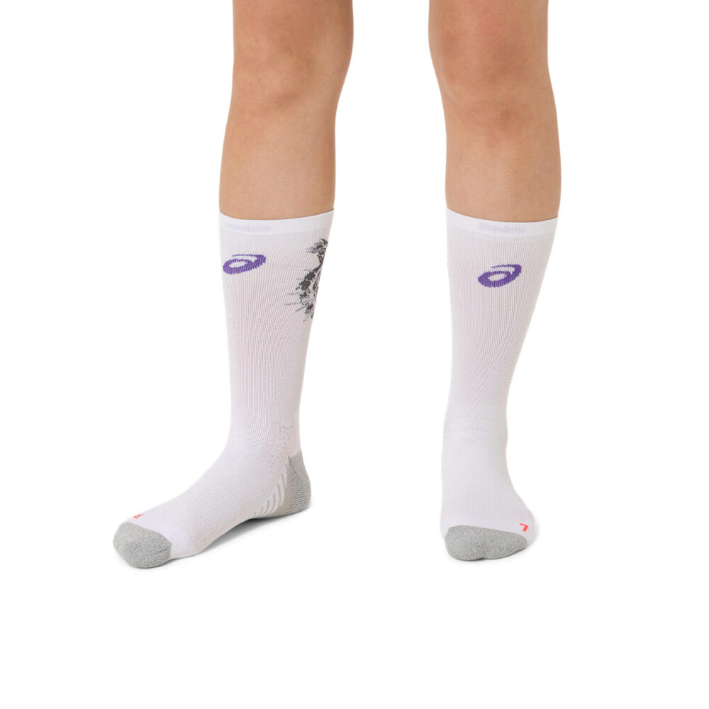 Medias Running Performance Run Sock Crew Unisex Brilliant White/flash Red/edo Purple