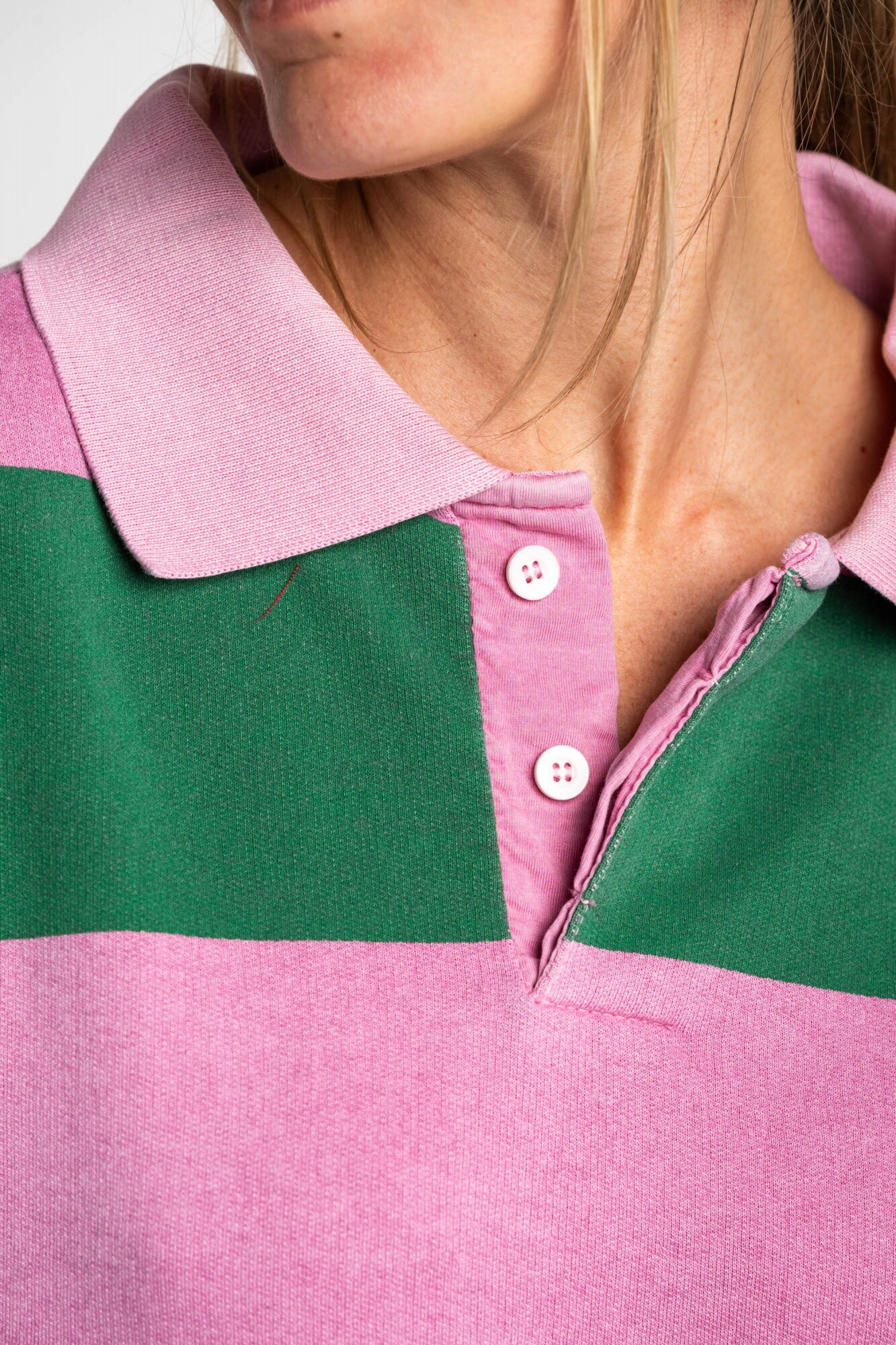 No Color Rosa Sweater Polo Rayado - Rosa — Lemon
