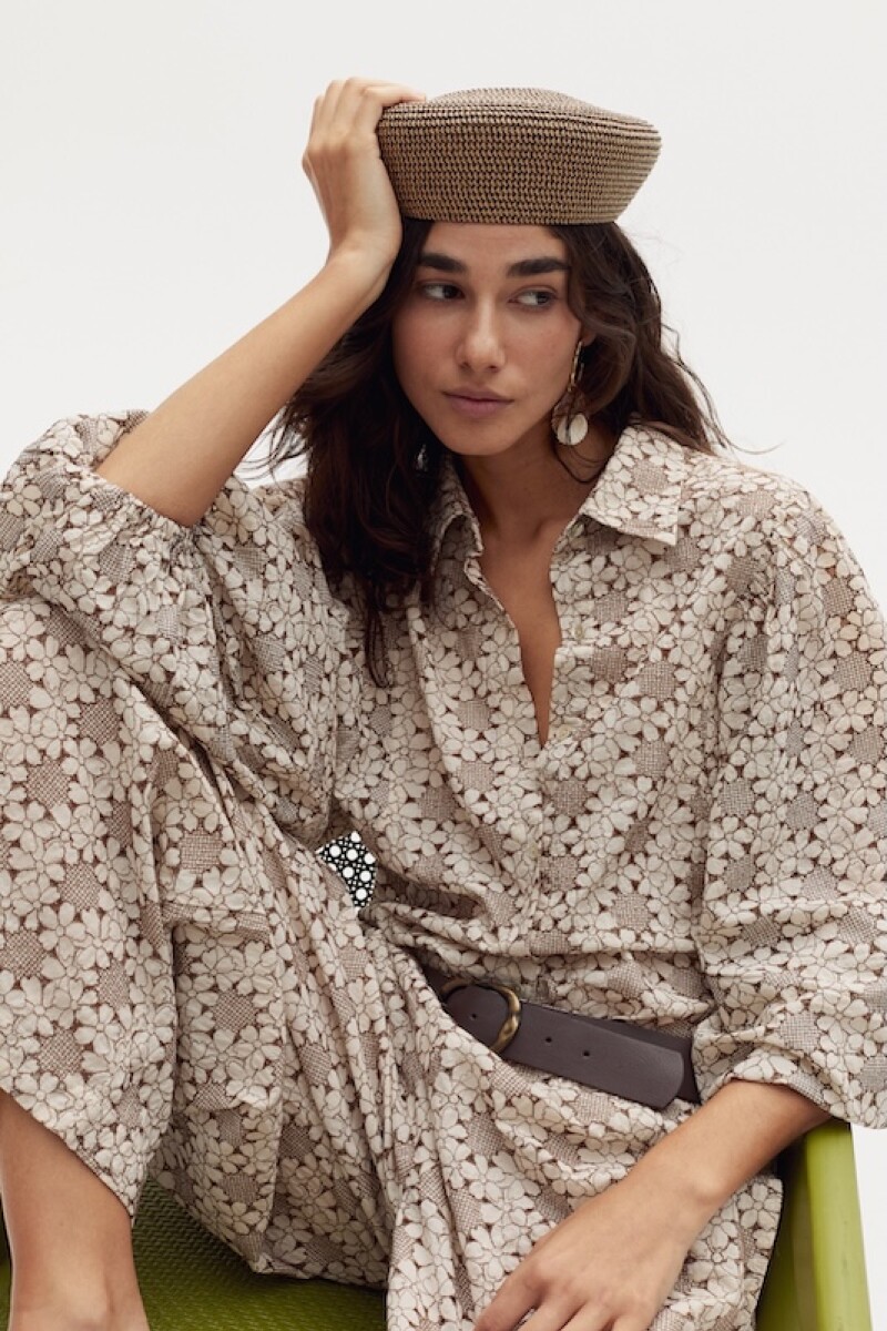 Camisa Claire en Algodón Roberta Brown Flowers