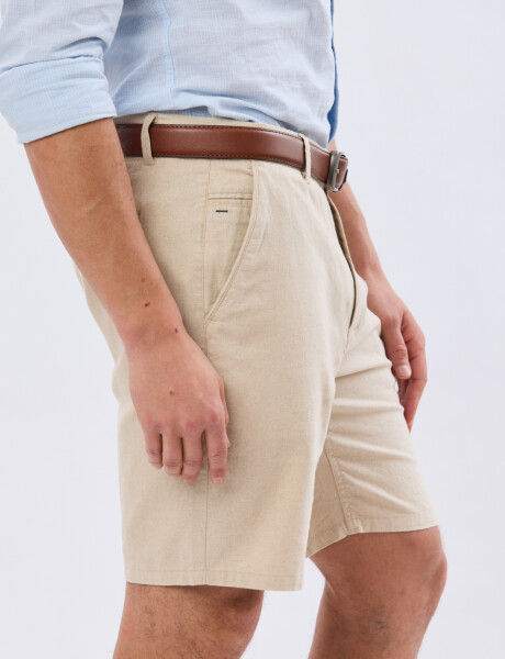 BERMUDA CLASICA DE LINO Beige