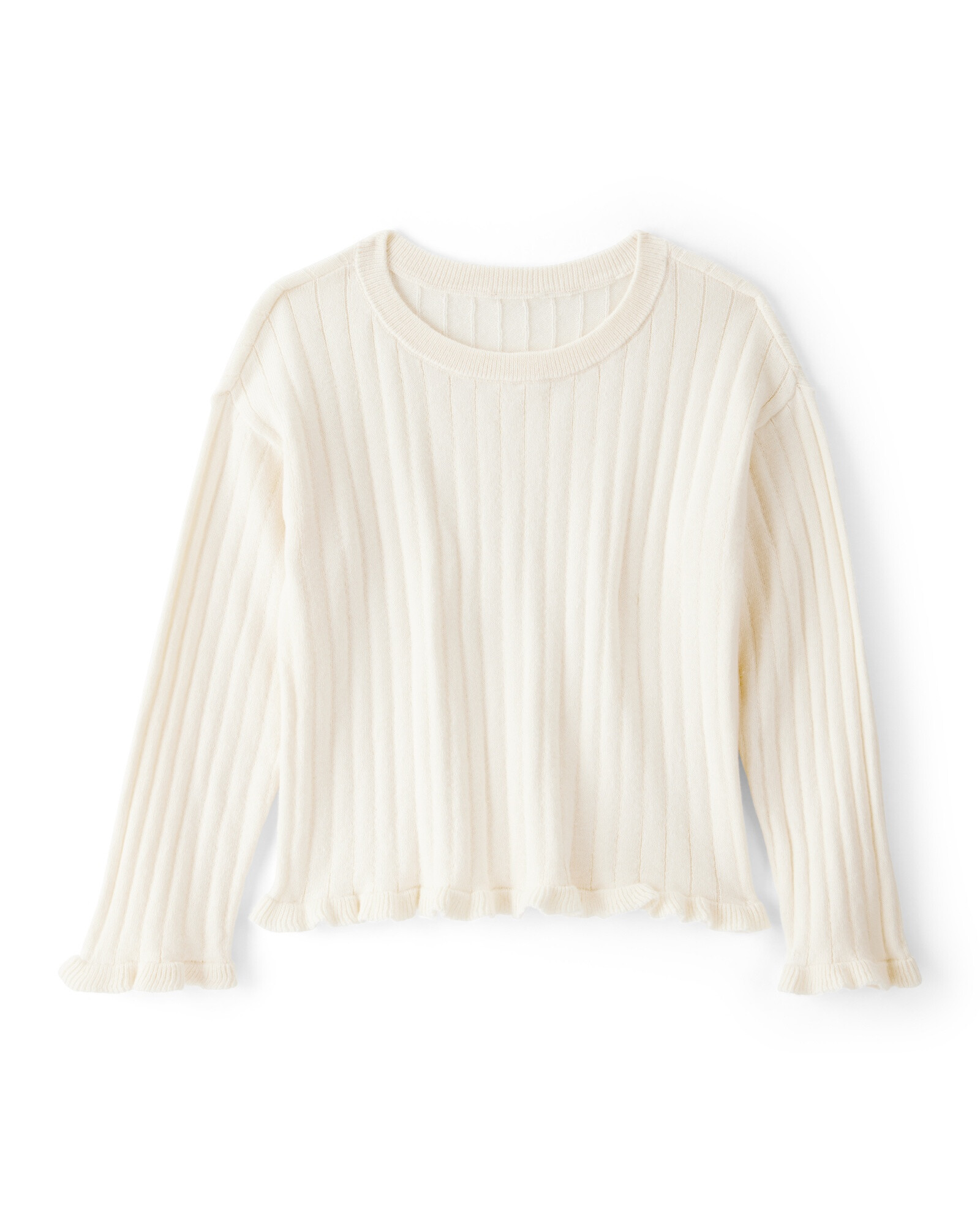 Remera de algodón acanalado, marfil Sin color