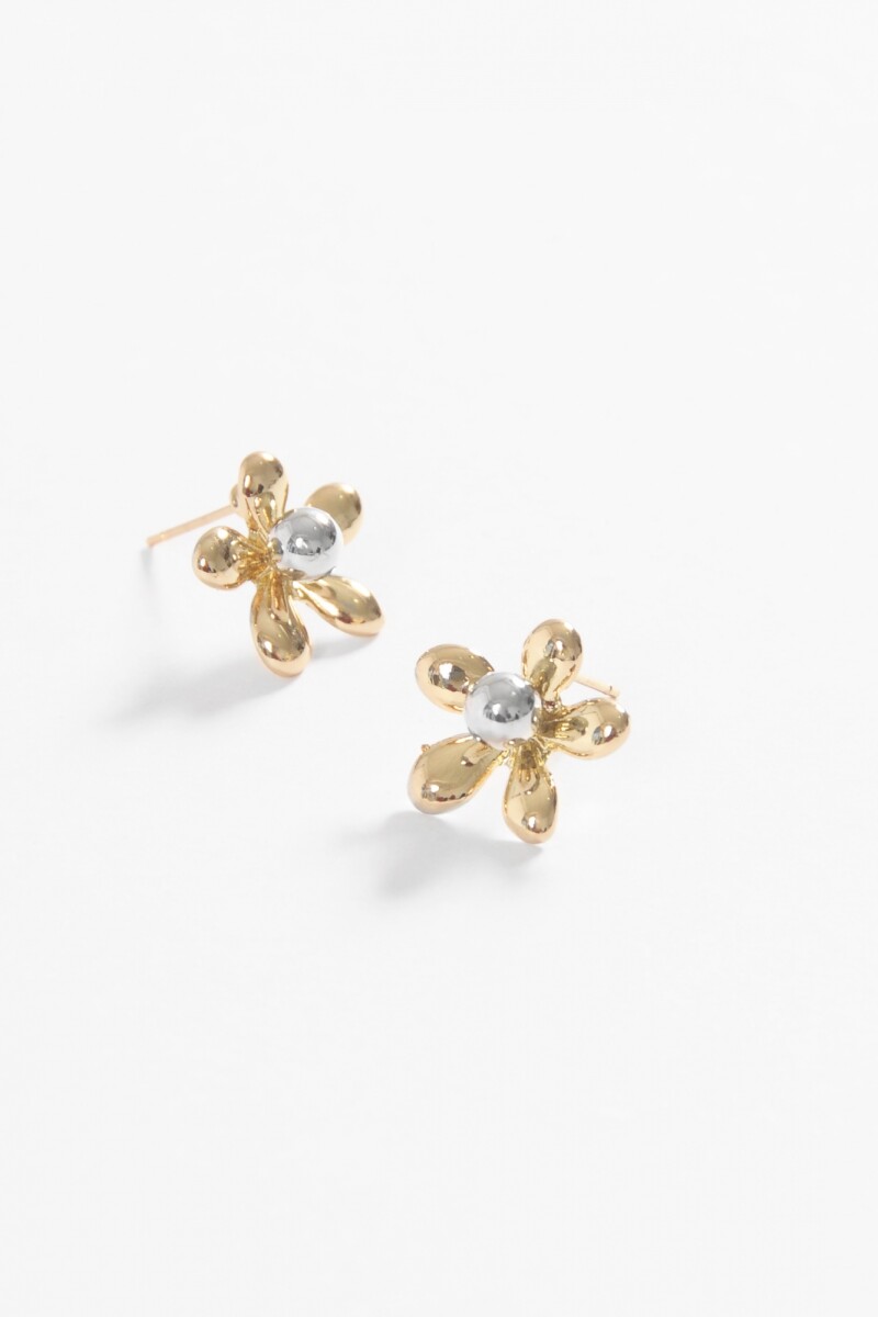 Caravanas flor metallic dorado